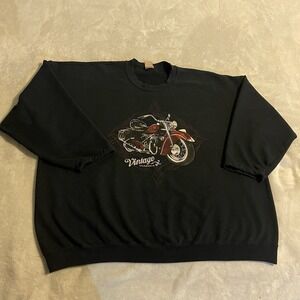 Motorcycle Sweater Men 2XL Black‎ Crew Neck Pullover Sweatshirt Workout Fleece